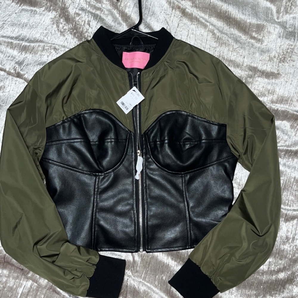 AKIRA black and olive sexy bomber jacket. Never worn.
